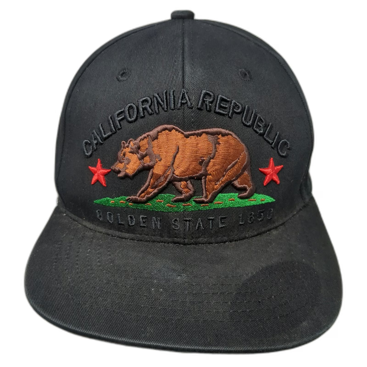Wynn California Republic Snapback Hat Black OSFM Bear Under Brim Graphic Logo