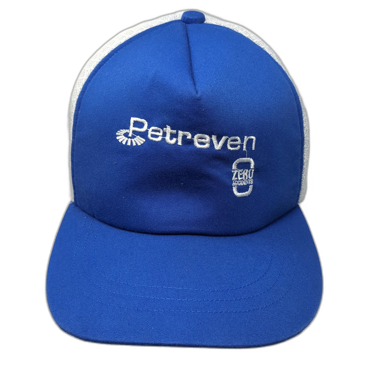 Petreven Zero Accidents Blue White One Size Trucker Hat Mesh Snapback Drilling