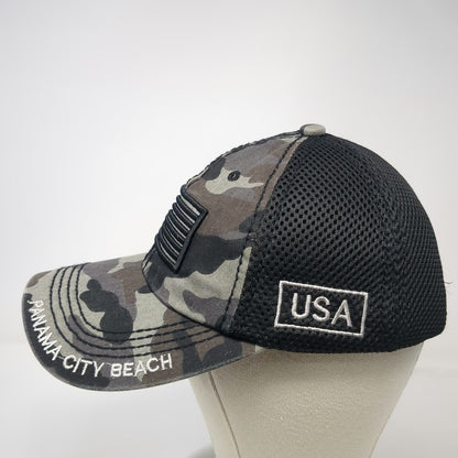 Arrell's Baseball Cap Gray Black One Size Mesh Camo Flag Panama City Beach hat