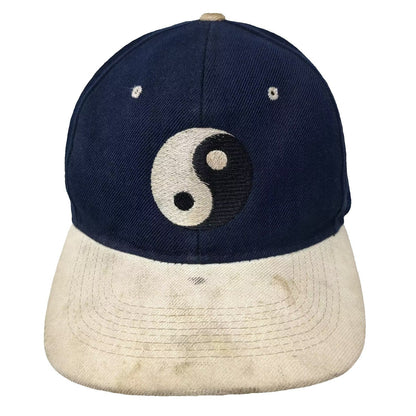 H. Kap Yin Yang Symbol Snapback Hat Blue White OS Green Underbrim Two Tone