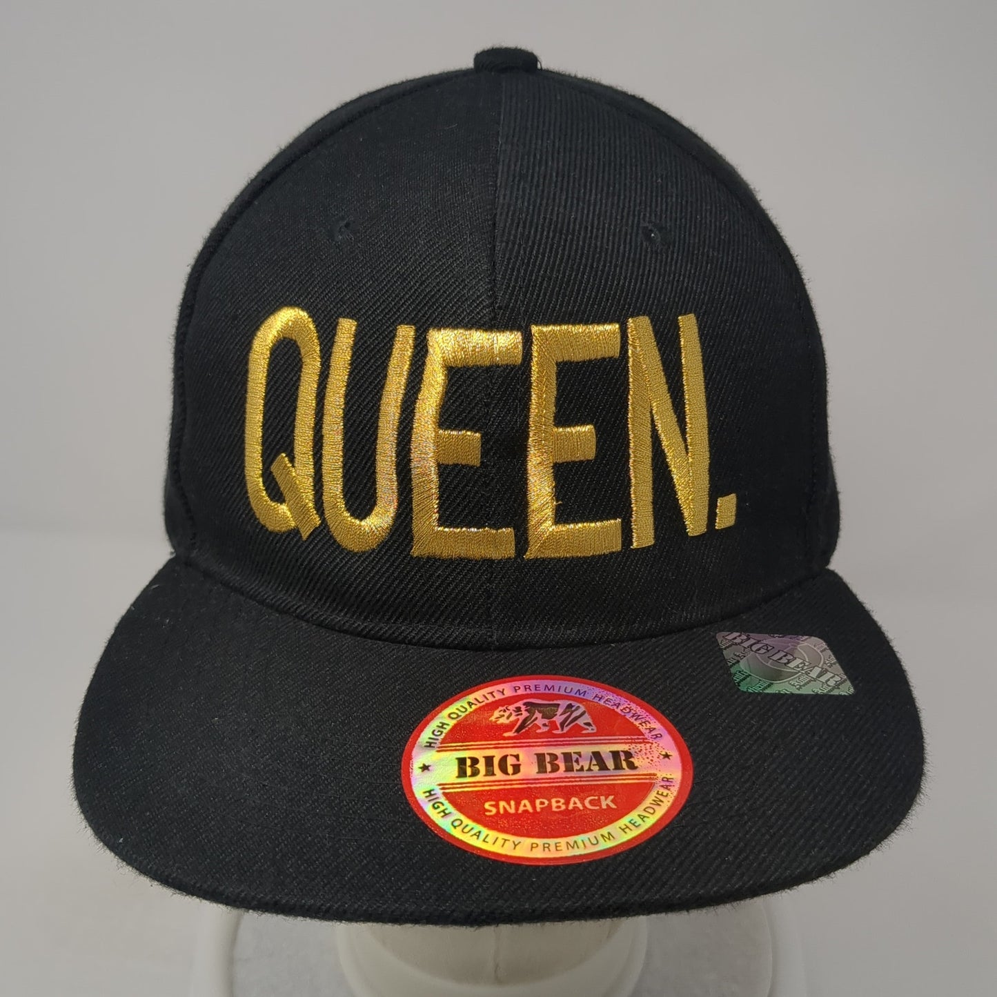 Queen Snapback Hat Black One Size Adjustable Embroidered Big Bear