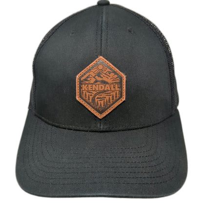 Richardson Trucker Hat Black One Size Kendall Mountain Leather Patch Mesh Back