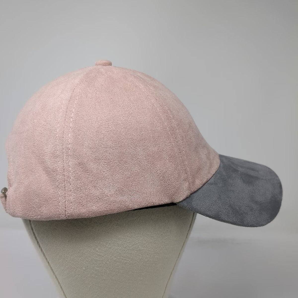Wet Seal Baseball Cap Pink Gray One Size Faux Suede Slideback Adjustable hat