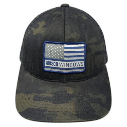 Sport-Tek Trucker Hat Black Gray One Size Camo Mesh Amsco Windows Patch Snapback