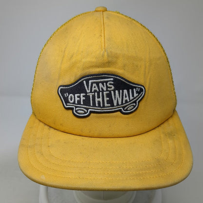 Vans Trucker Hat Yellow One Size Mesh Back Snapback Skateboard Logo Patch Hat