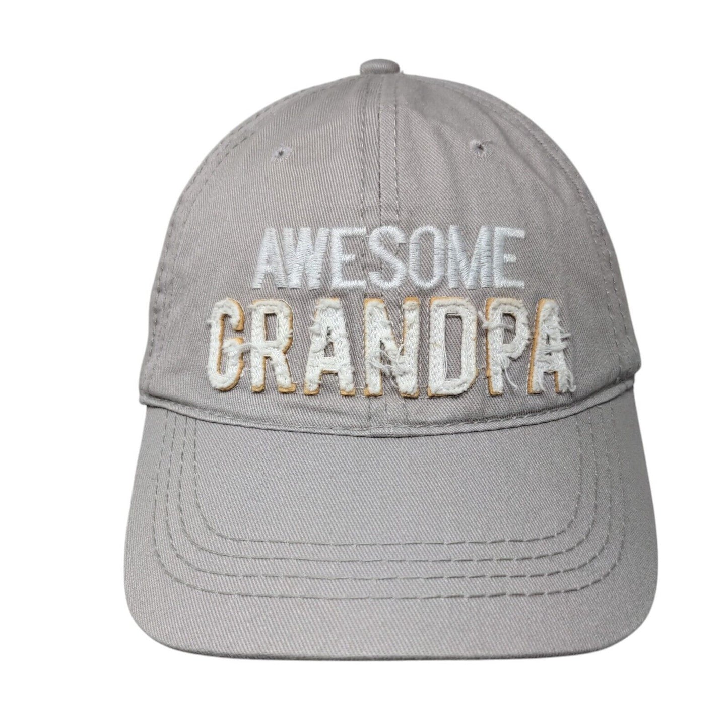 Awesome Grandpa Slideback Hat Gray OSFA Adjustable Embroidered Man Made Pavilion
