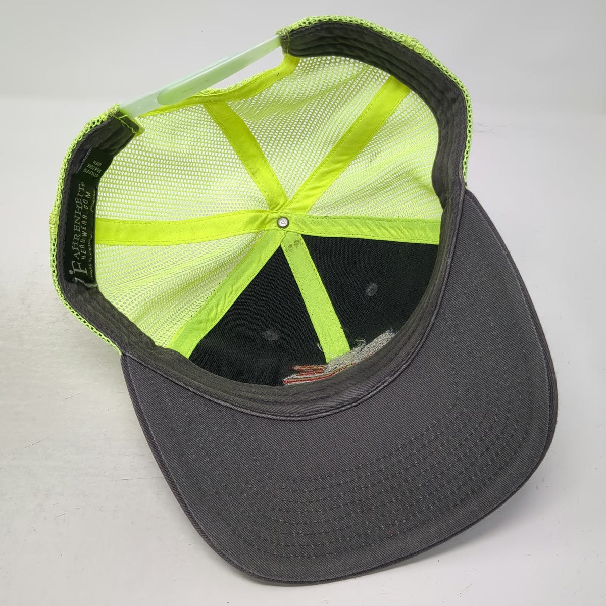 Fahrenheit Trucker Hat Brown Green One Size American Flag Shamrock Mesh Snapback
