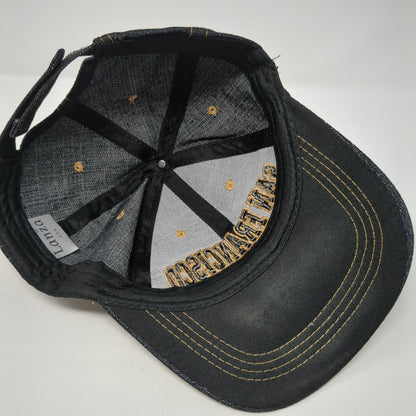 San Francisco SF Strapback Hat Blue One Size Adjustable Embroidered Lanza Cotton