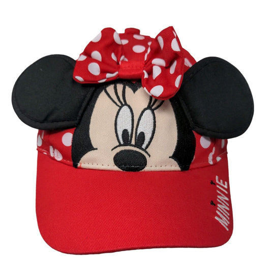 Disney Girl's Strapback Hat Red size OS Embroidered Minnie Mouse Ears