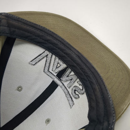 Vans Snapback Hat Beige Green One Size Flat Brim Contrast Bill Logo Cotton