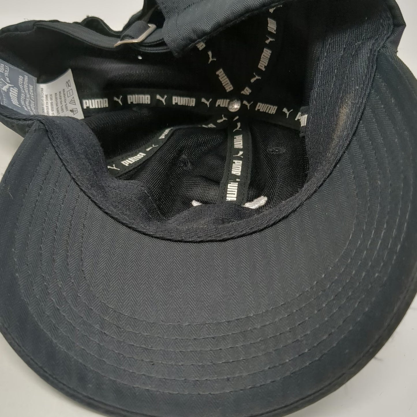 Puma Baseball Cap Black One Size Embroidered Cat Logo Slideback Polyester Hat