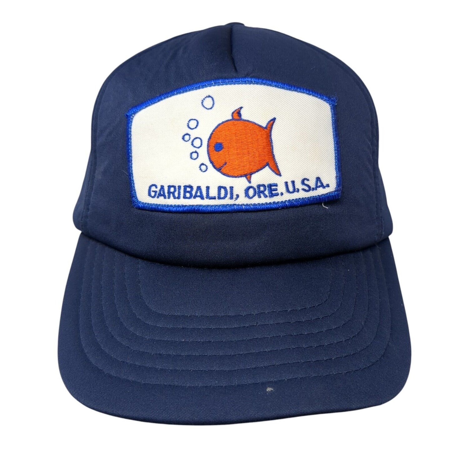 Garibaldi Ore USA Snapback Hat Blue M/L Adjustable Patch Logo 6 Panel Sportco
