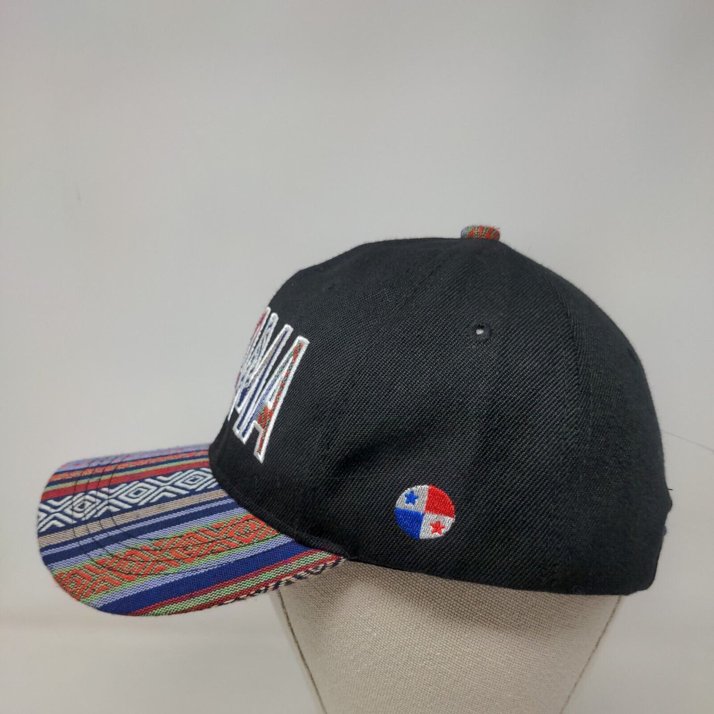 Panama Strapback Hat Multi One Size Embroidered Striped Adjustable