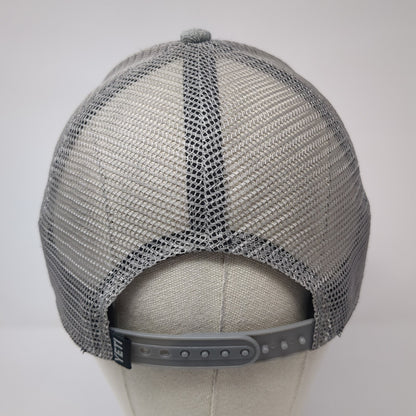 Yeti Fish Leather Patch Snapback Trucker Hat Gray One Size Mesh Back