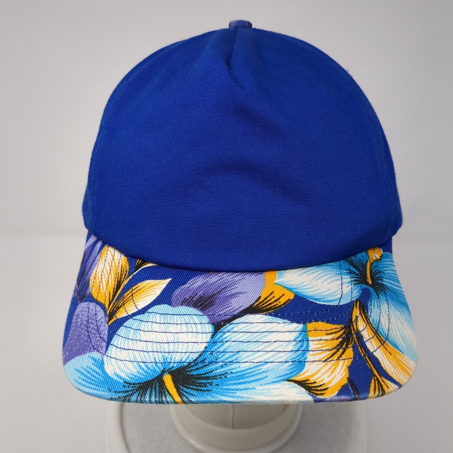 San Sun Snapback Hat Blue One Size Adjustable Floral Print Blank
