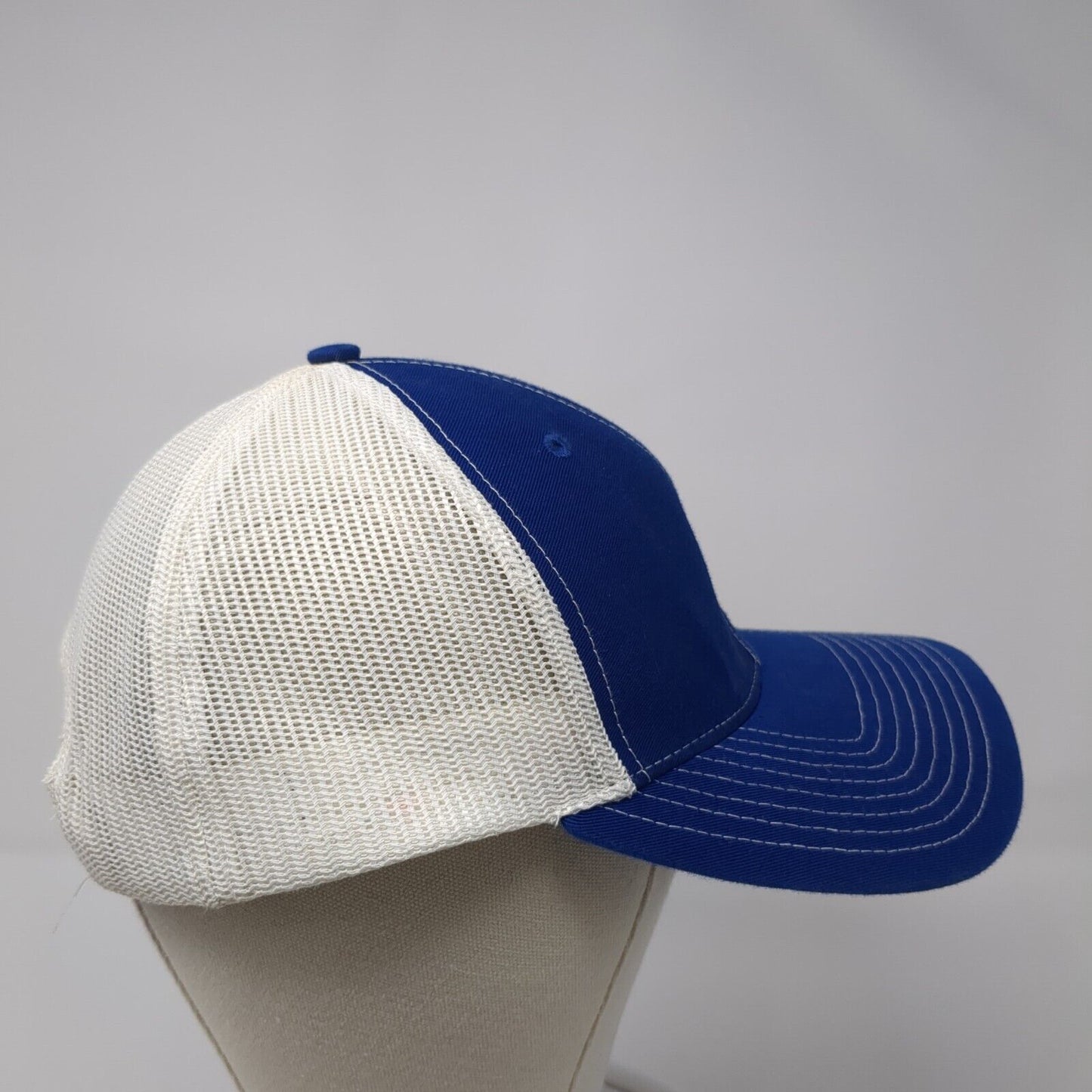 Richardson Snapback Trucker Hat Blue One Size Embroidered Logo Mesh Back