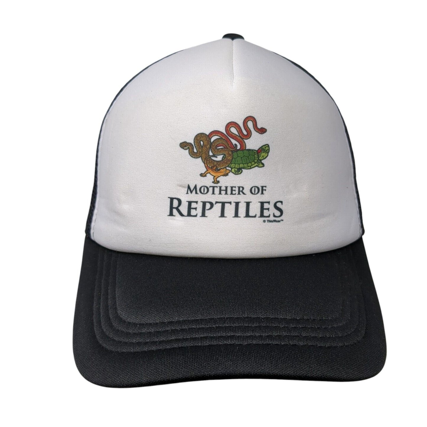 Mother Of Reptiles Snapback Trucker Hat Black OSFA Mesh Back Colorblock