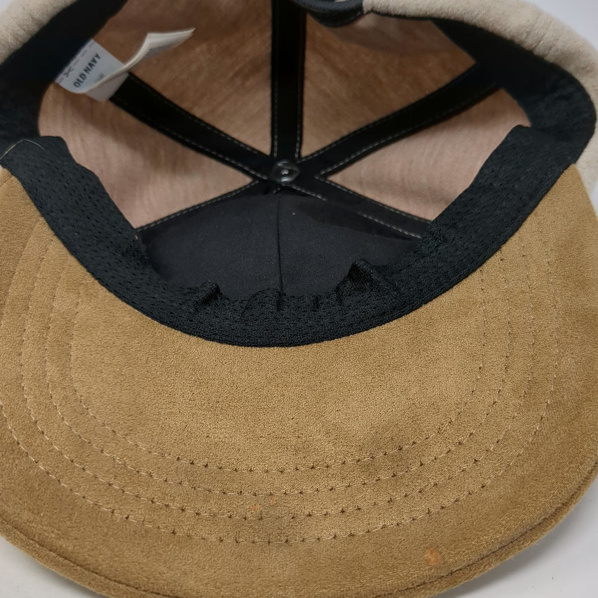 Old Navy Baseball Cap Beige One Size Good Vibes Crew Red Embroidery Fuzzy Hat