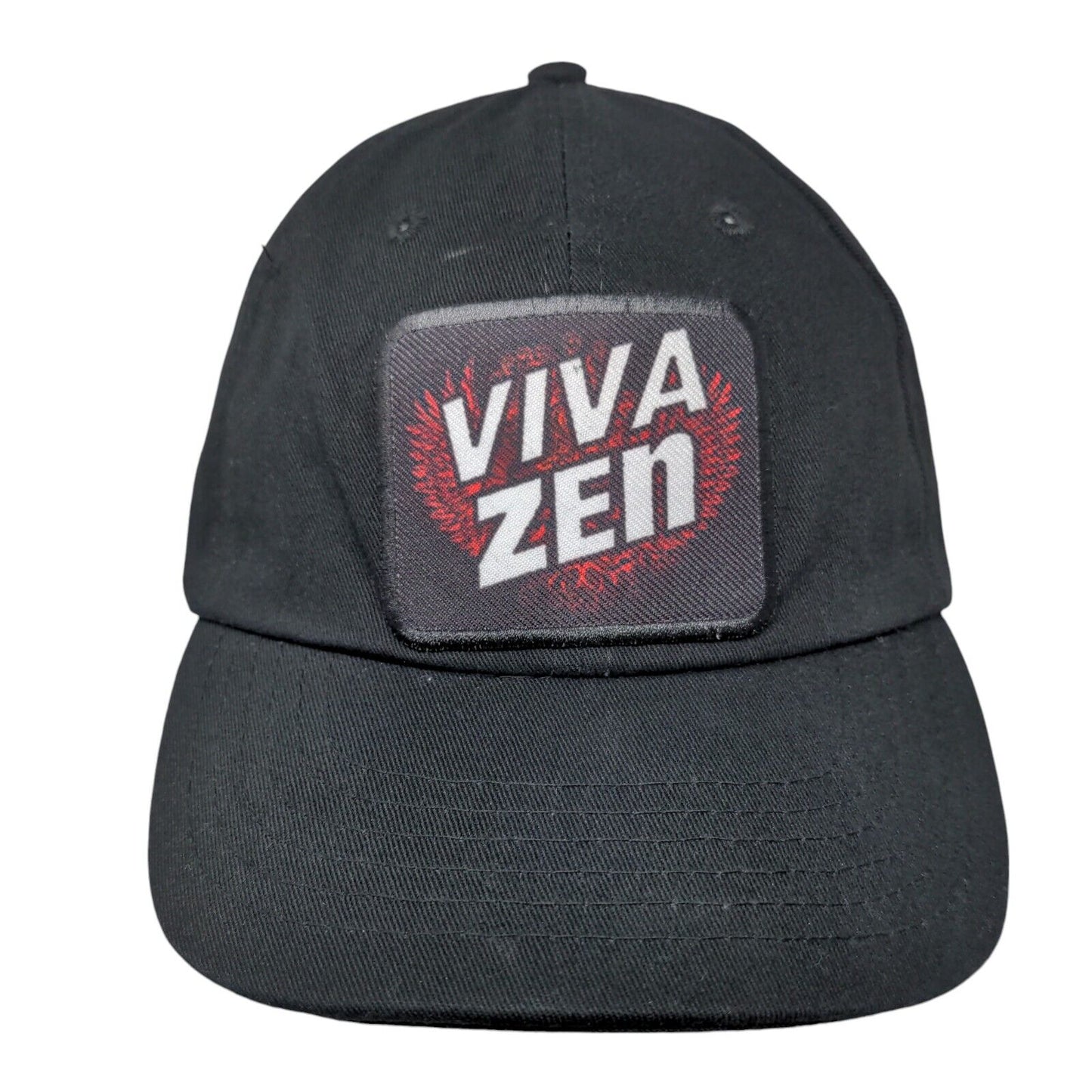VIVAZEN Patch Slideback Hat Black OSFM Adjustable Vent Holes 6 Panel