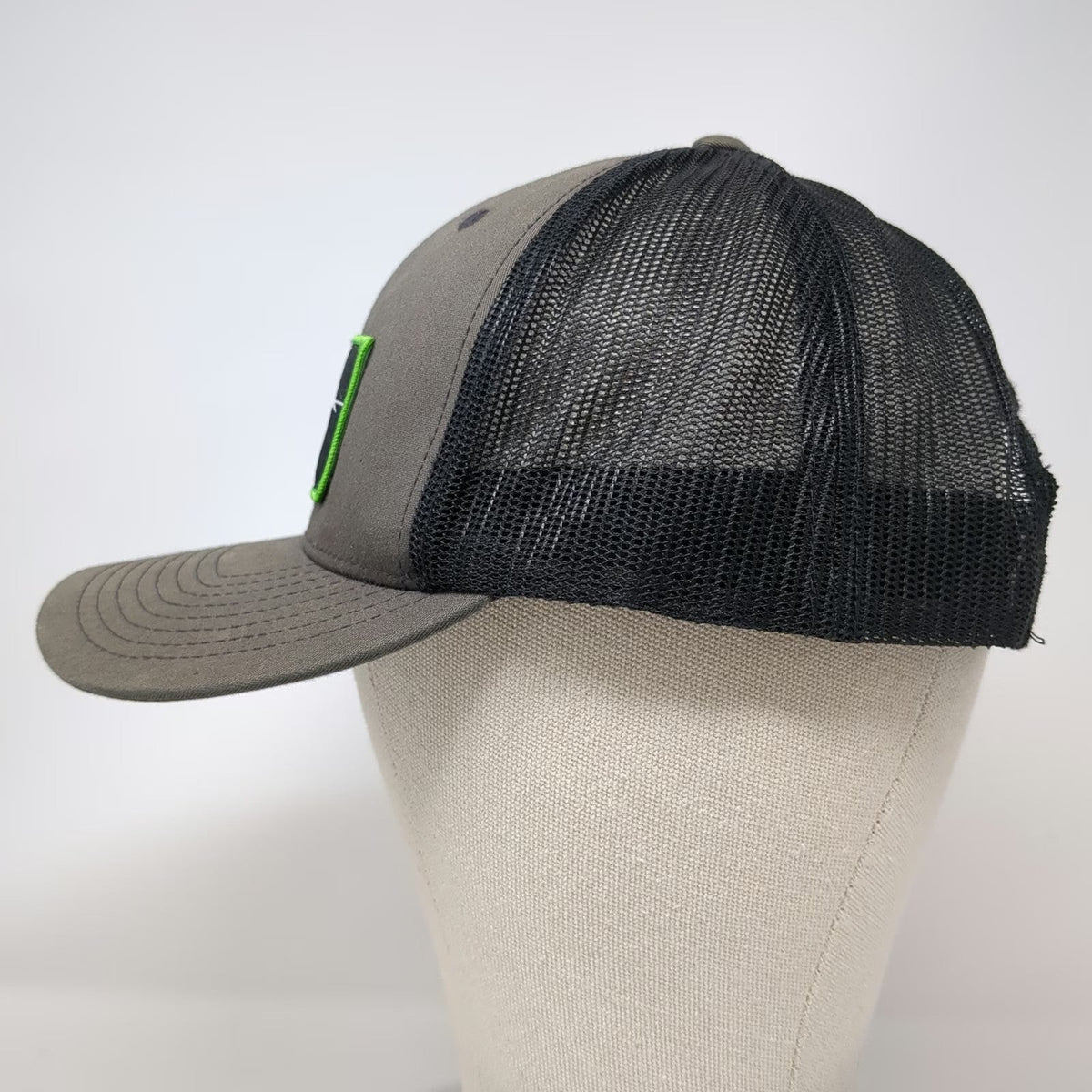 Yupoong Stack Rock Group Mountain Patch Gray Trucker Hat One Size Snapback Mesh