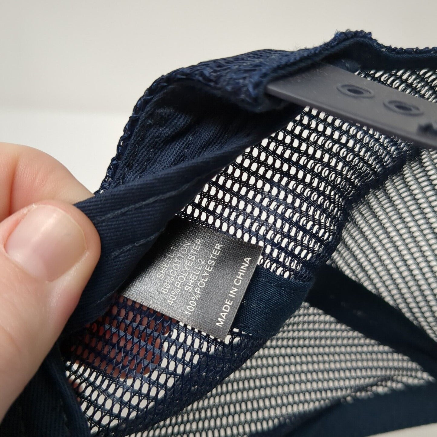 The Club Leather Patch Snapback Trucker Hat Blue One Size Mesh Back