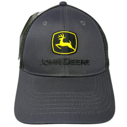 John Deere Snapback Gray One Size Mesh Trucker Hat Embroidered Run Your World