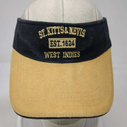 Rima Visor Hat Black Brown One Size West Indies St. Kitts Nevis Est 1624 Palm