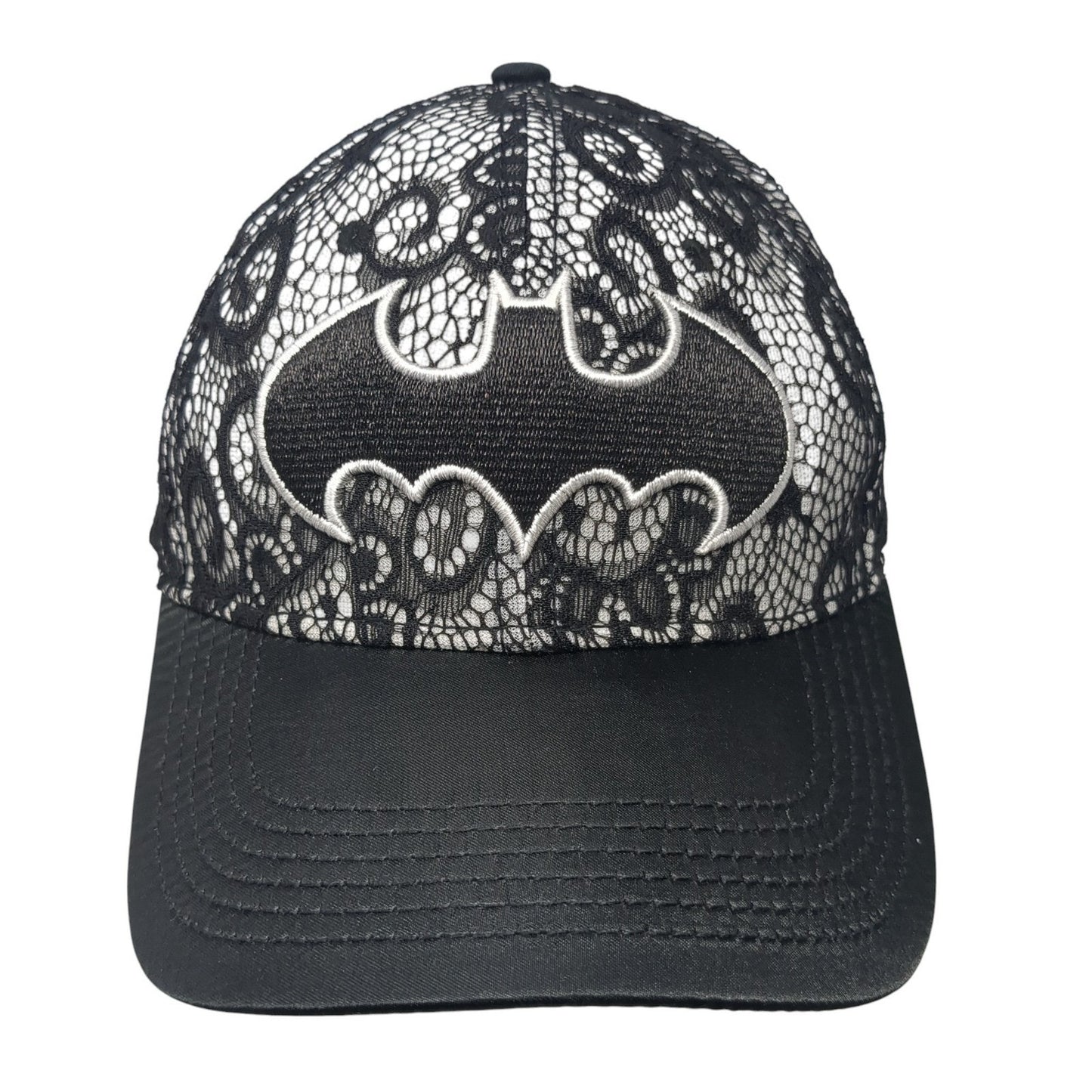 Batman Logo Patch Slideback Hat Black One Size Adjustable DC Comics