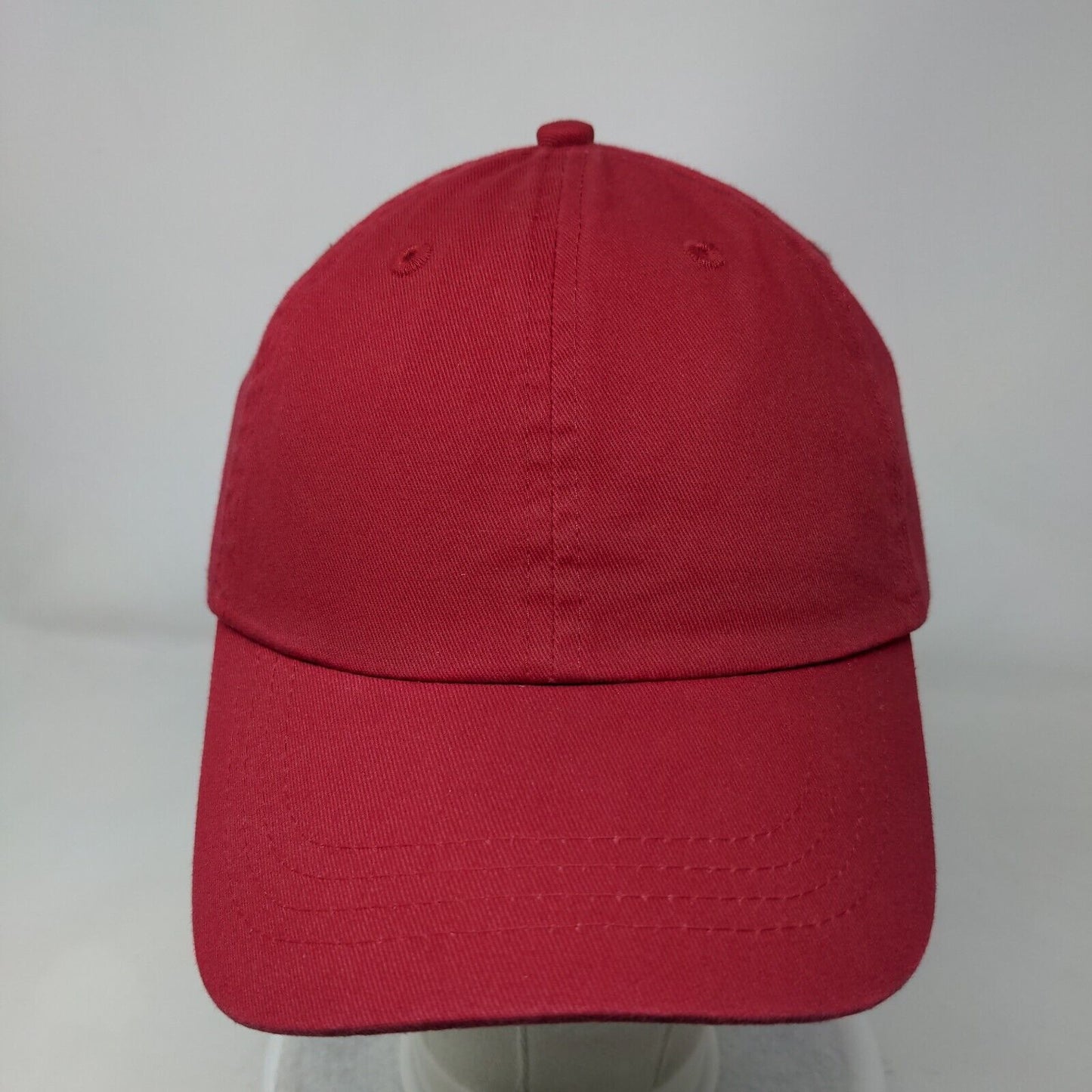 Port & Company Strapback Hat Red One Size Adjustable Vented Holes 6 Panel Blank