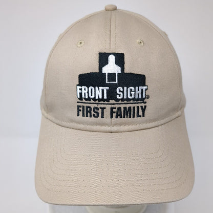 Front Sight First Family Strapback Hat Tan One Size Adjustable Embroidered Otto