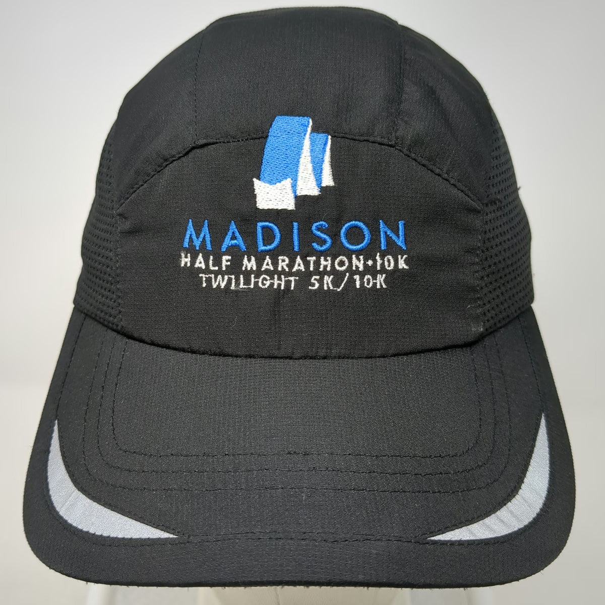 Ivory Baseball Cap Black OSFM Madison Half Marathon Reflective Mesh Running Hat