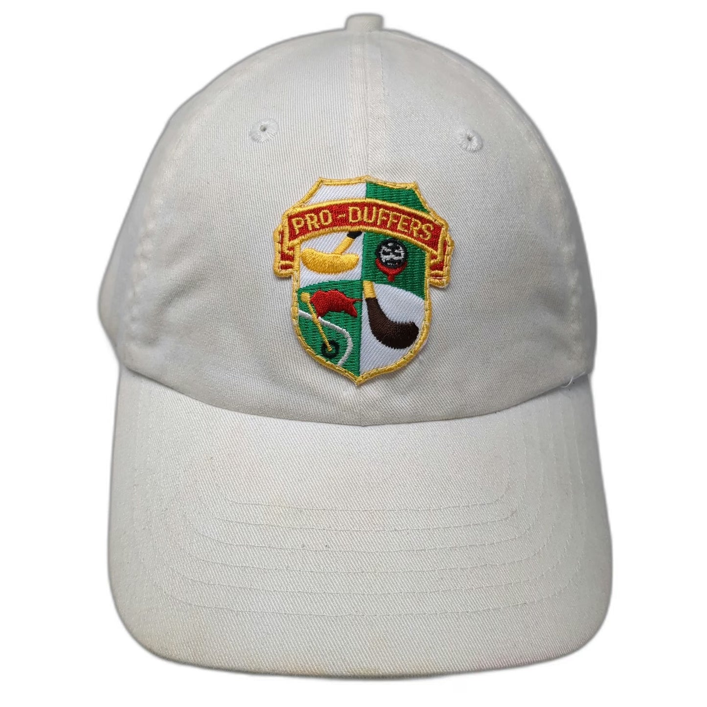 Zkapz Baseball Cap White One Size Pro-Duffers Golf Crest Patch Slideback hat