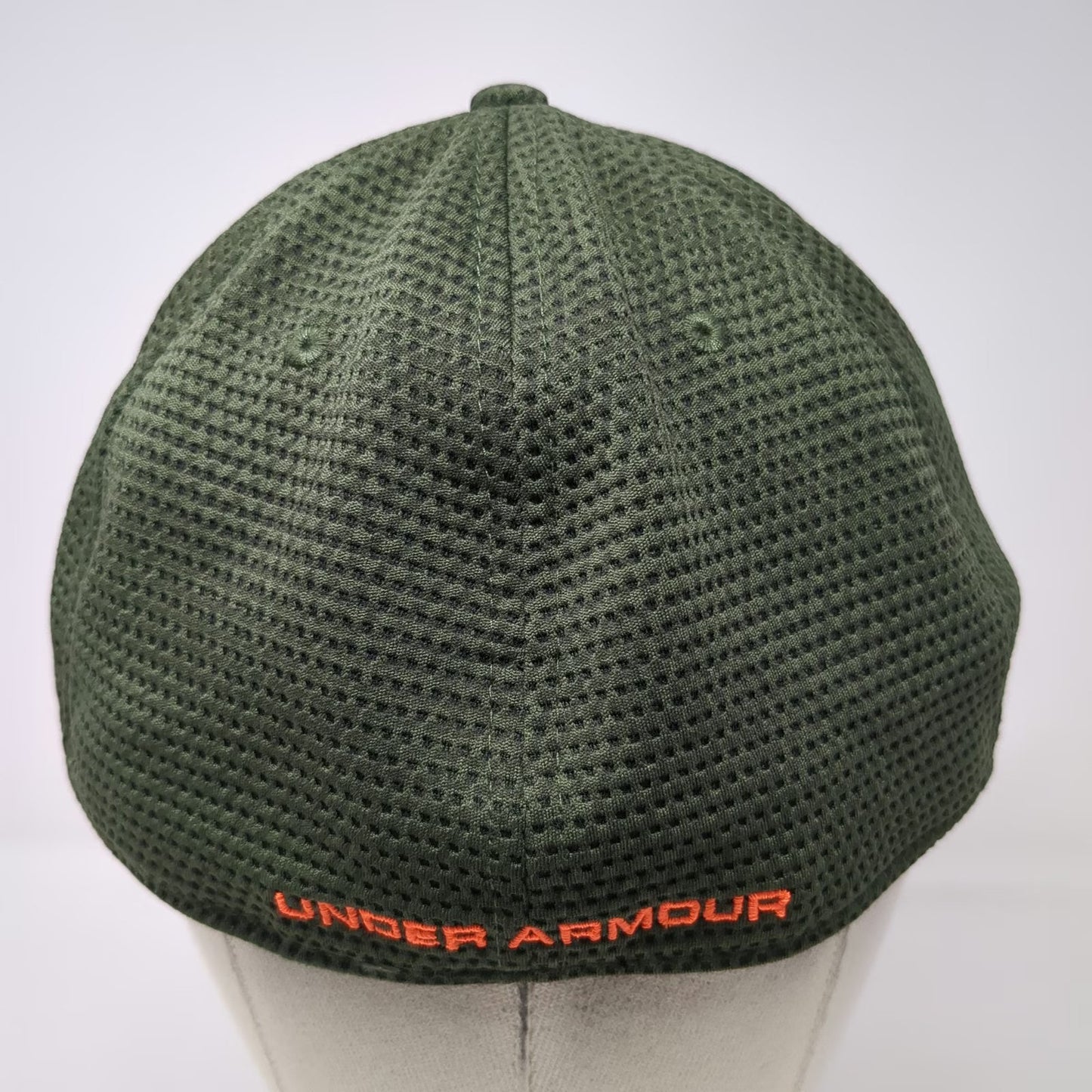 Under Armour Baseball Cap Green XL Textured Polyester Fitted Stretch Hat Logo