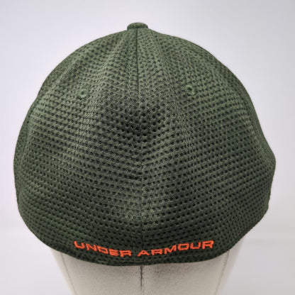 Under Armour Baseball Cap Green XL Textured Polyester Fitted Stretch Hat Logo