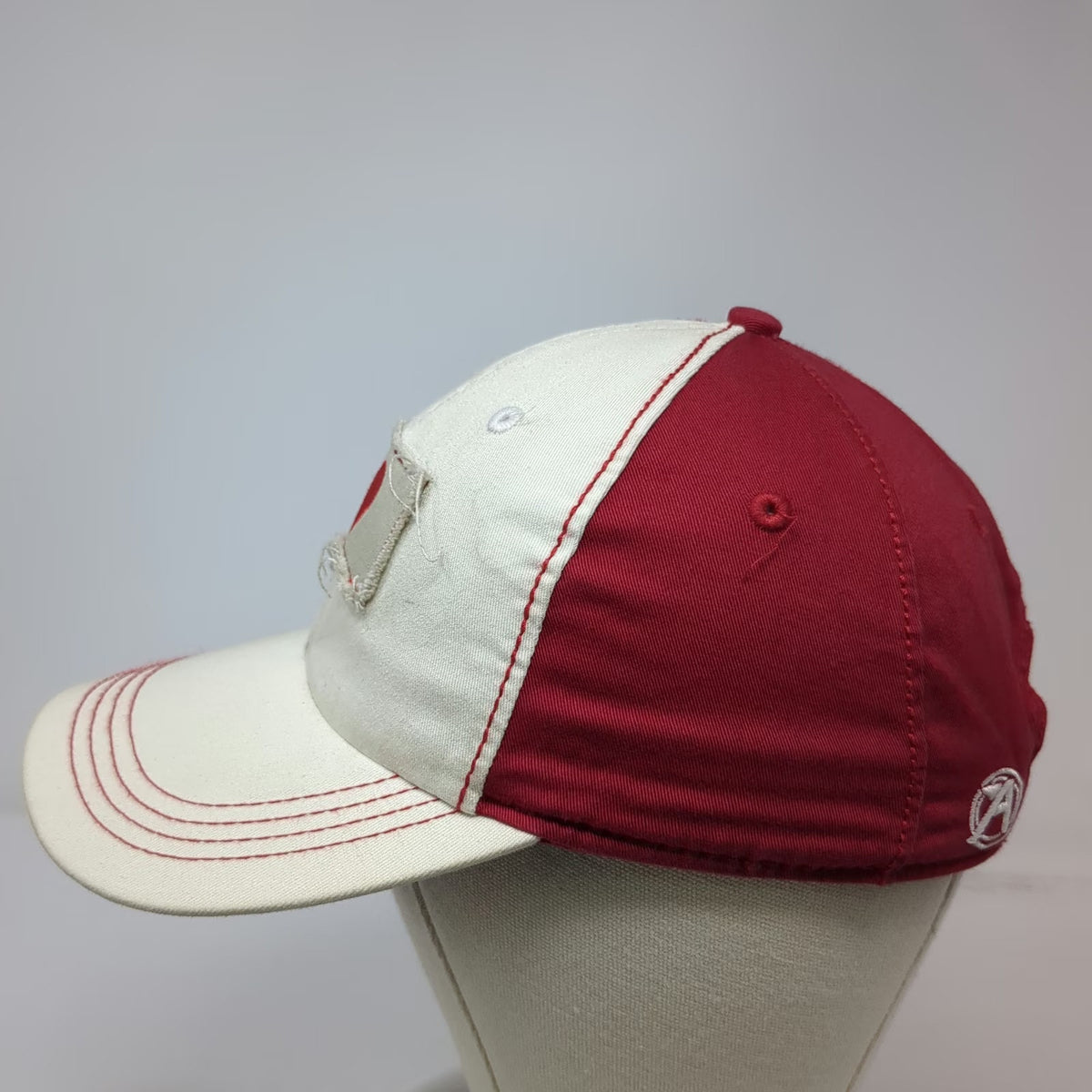Ahead Baseball Cap White Red One Size Montana Heart State Distressed Patch Hat