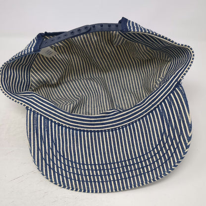 OshKosh B'gosh Snapback Blue White Hickory Stripe USA Hat Vintage Conductor