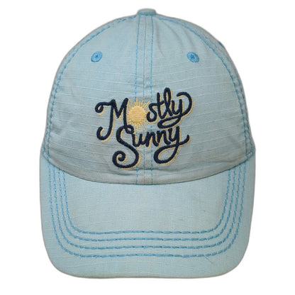 Life is Good Baseball Cap Blue One Size Mostly Sunny Sun Smiley Face Logo Hat