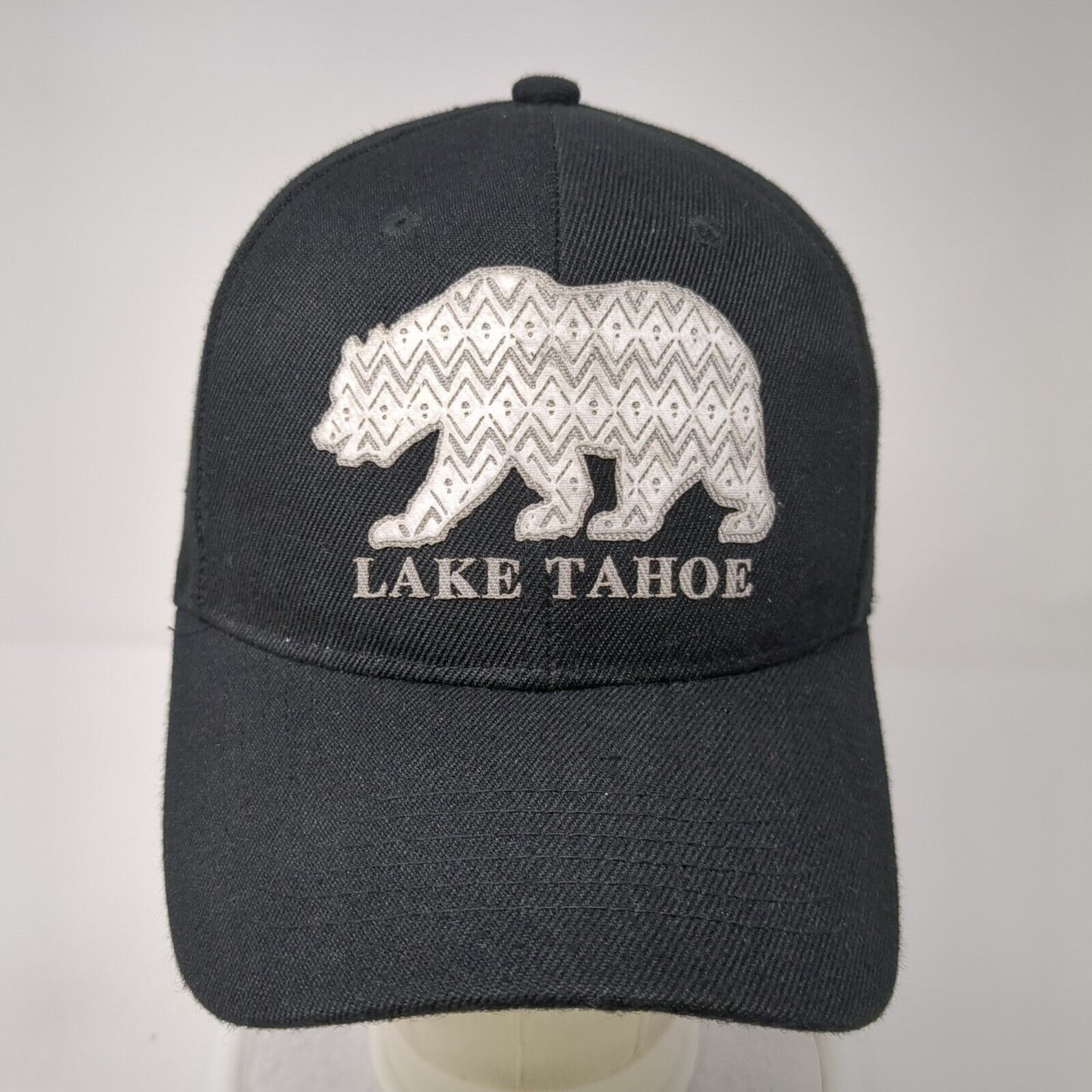 Lake Tahoe Bear Strapback Hat Black One Size Adjustable Outdoor 6 Panel