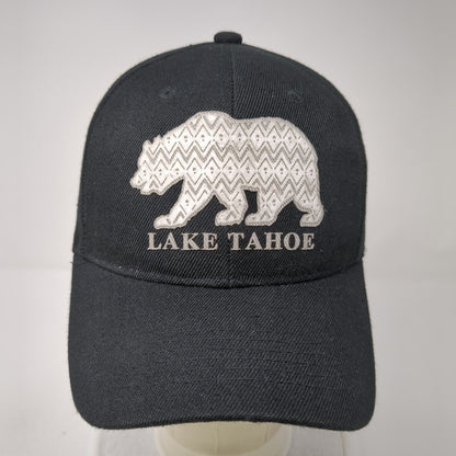 Lake Tahoe Bear Strapback Hat Black One Size Adjustable Outdoor 6 Panel