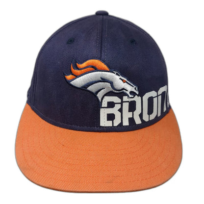 NFL Team Apparel Denver Broncos Baseball Cap Blue Orange XL Fitted Stretch Hat