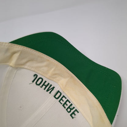 John Deere Slideback Hat White One Size Solid Leather Strap K-Products