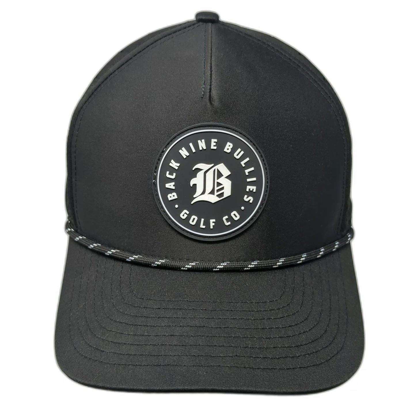 Back Nine Bullies Trucker Hat Black One Size Snapback Rope Laser Cut Golf
