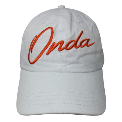 Onda Slideback Hat White OSFM Adjustable Embroidered Vented Holes 6 Panel