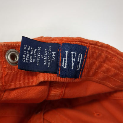 Gap Baseball Cap Orange L Adjustable Cotton Slideback Blank Hat