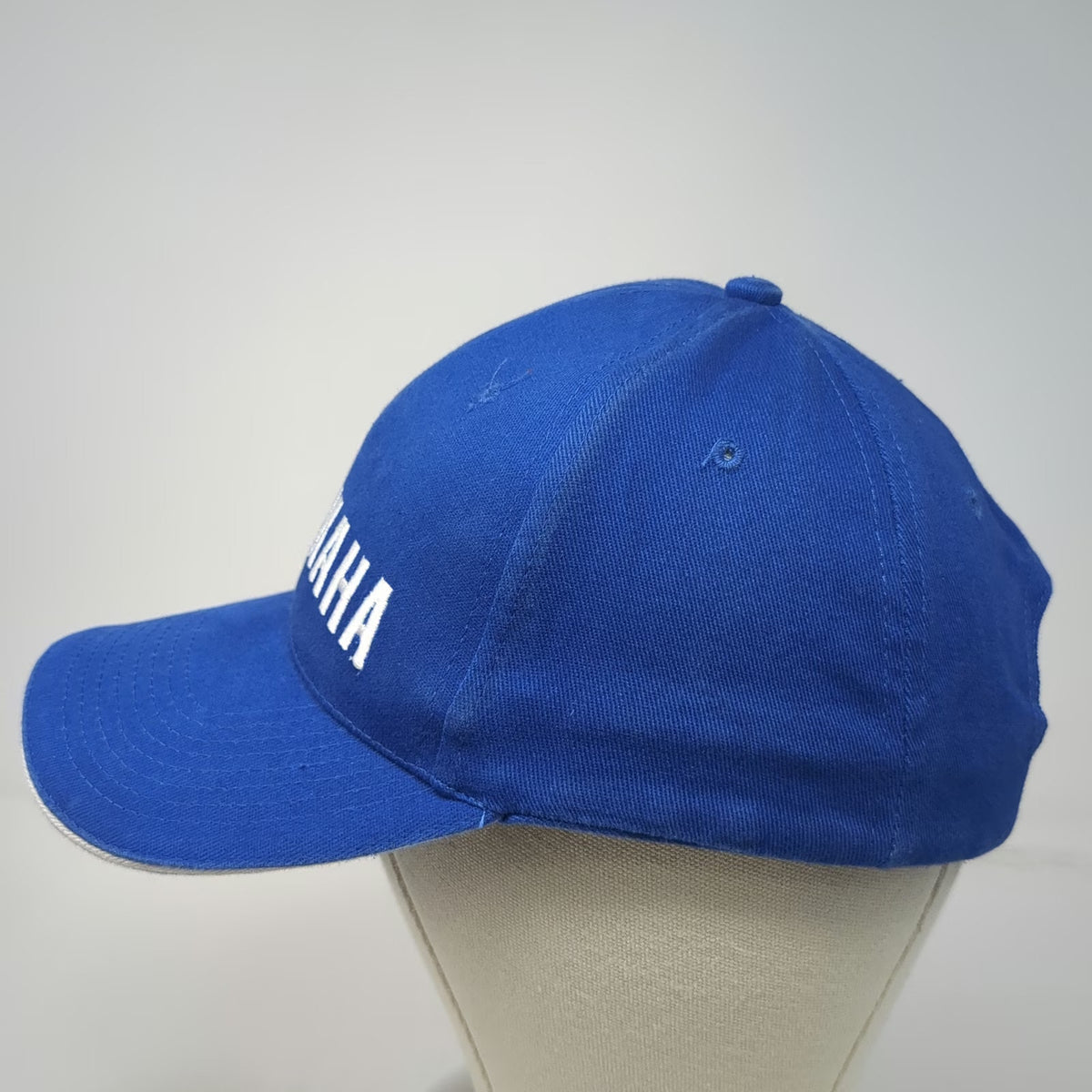 Yamaha Baseball Cap Blue One Size Strapback Embroidered Logo White Piping Hat