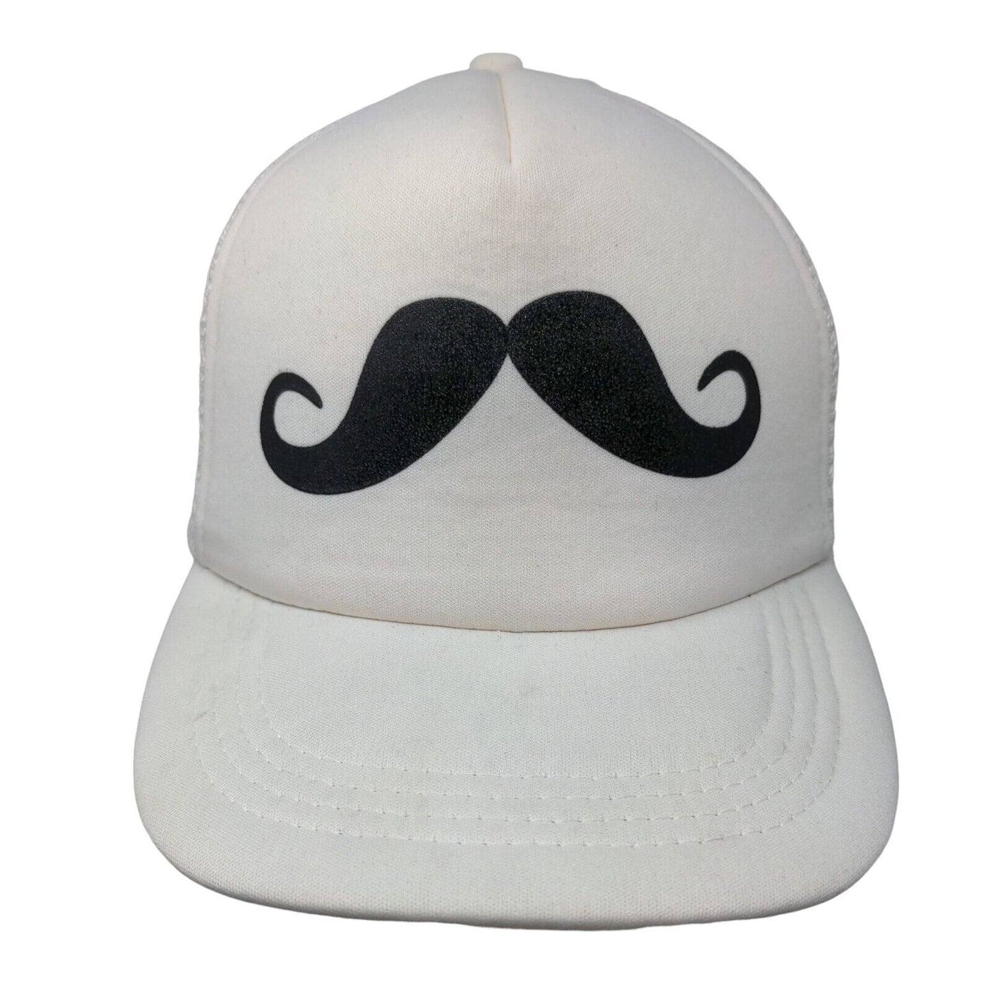 Mustache Snapback Mesh Back Trucker Hat Cream OSFA Adjustable