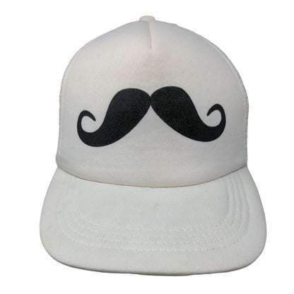 Mustache Snapback Mesh Back Trucker Hat Cream OSFA Adjustable