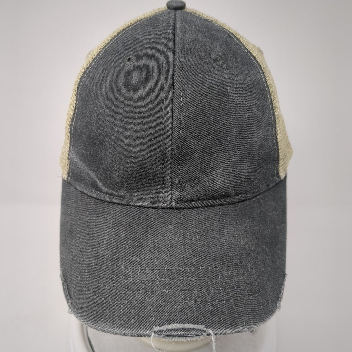 Adams Snapback Trucker Hat Gray One Size Adjustable Distressed Mesh Back Blank