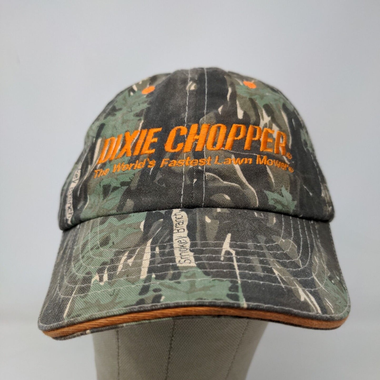 Hit Wear Men's Strapback Camo Hat Green OSFA Embroidered Dixie Chopper Logo