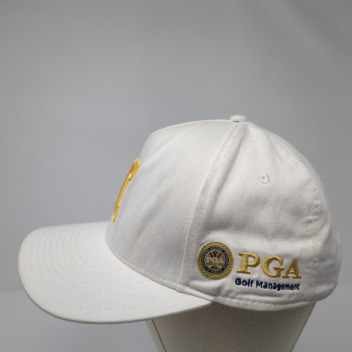 Letter I PGA Golf Management Snapback Hat White One Size Adjustable Pukka